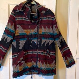 Aztec print hooded zip jacket, S